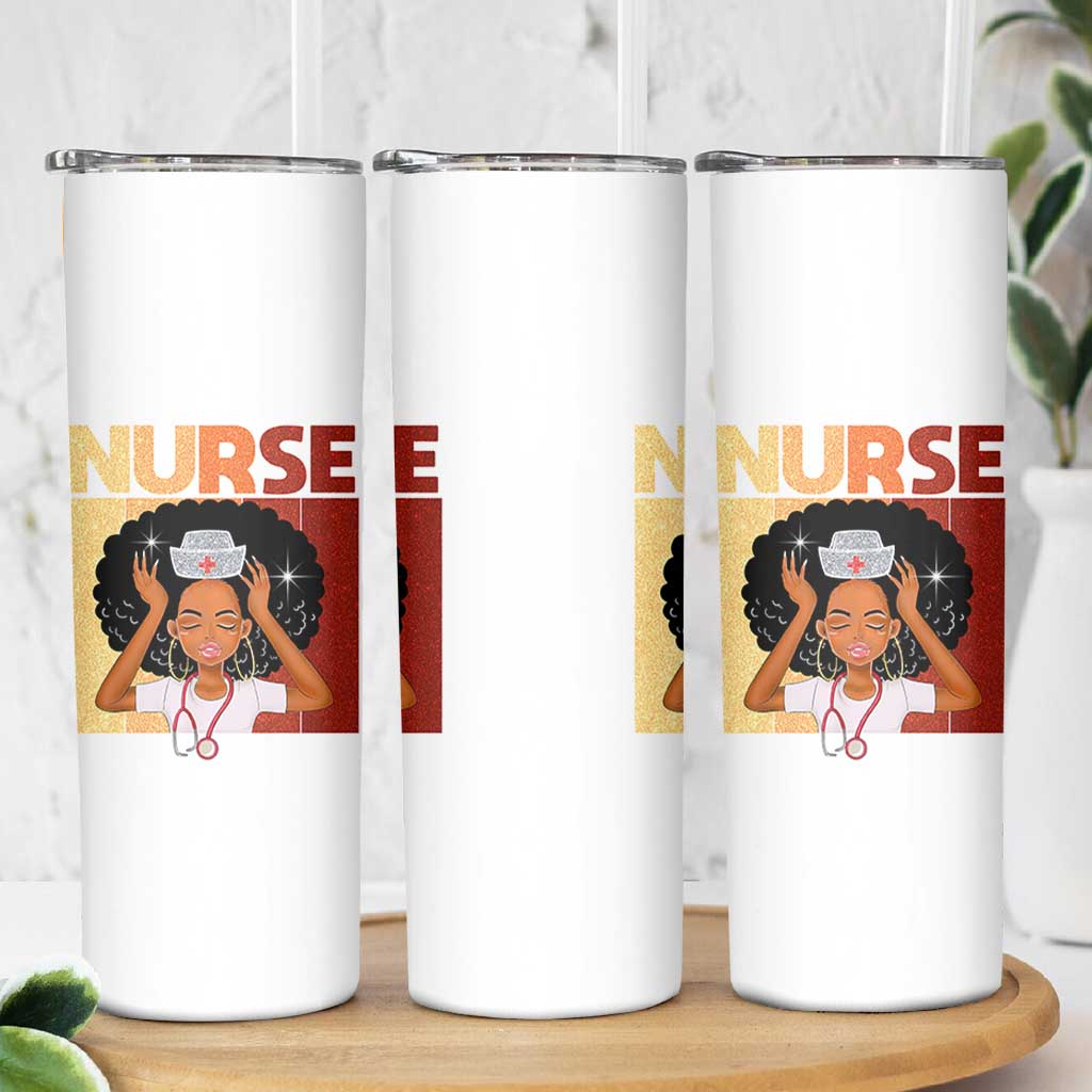 Strong Black Nurse Skinny Tumbler Black History Medical Professional Gift - Wonder Print Shop
