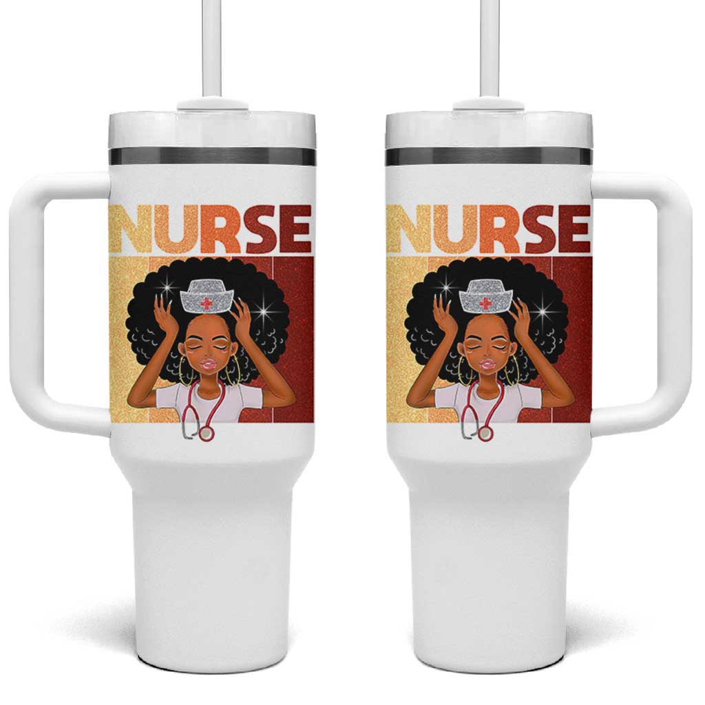 Strong Black Nurse Tumbler With Handle Black History Medical Professional Gift - Wonder Print Shop