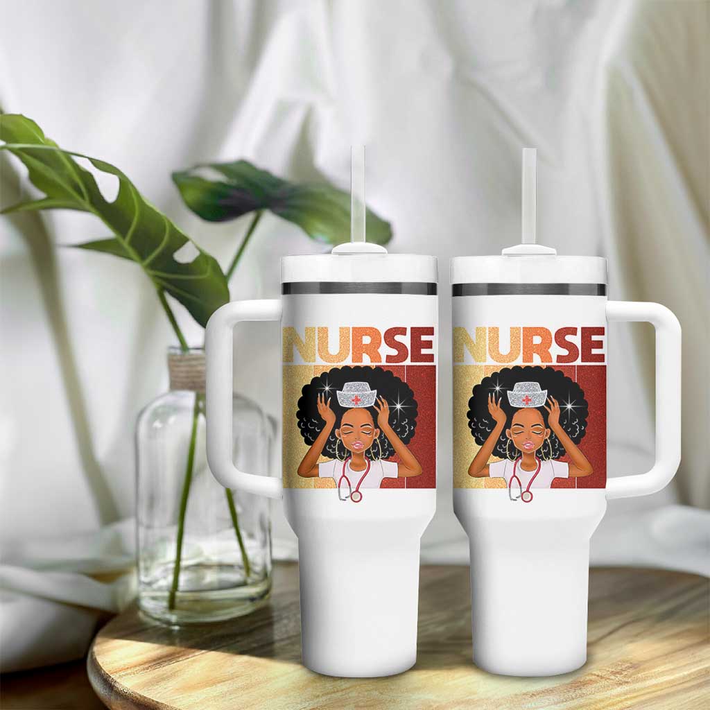 Strong Black Nurse Tumbler With Handle Black History Medical Professional Gift - Wonder Print Shop
