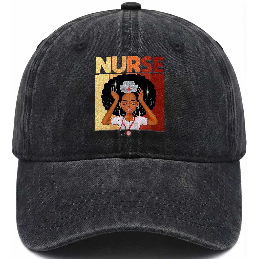 Strong Black Nurse Washed Cotton Baseball Cap Black History Medical Professional Gift