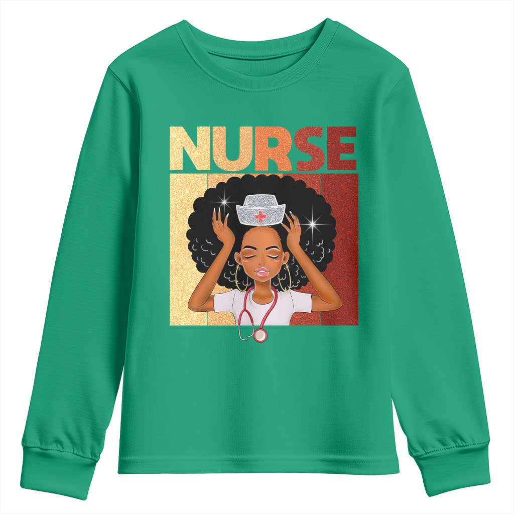 Strong Black Nurse Youth Sweatshirt Black History Medical Professional Gift - Wonder Print Shop