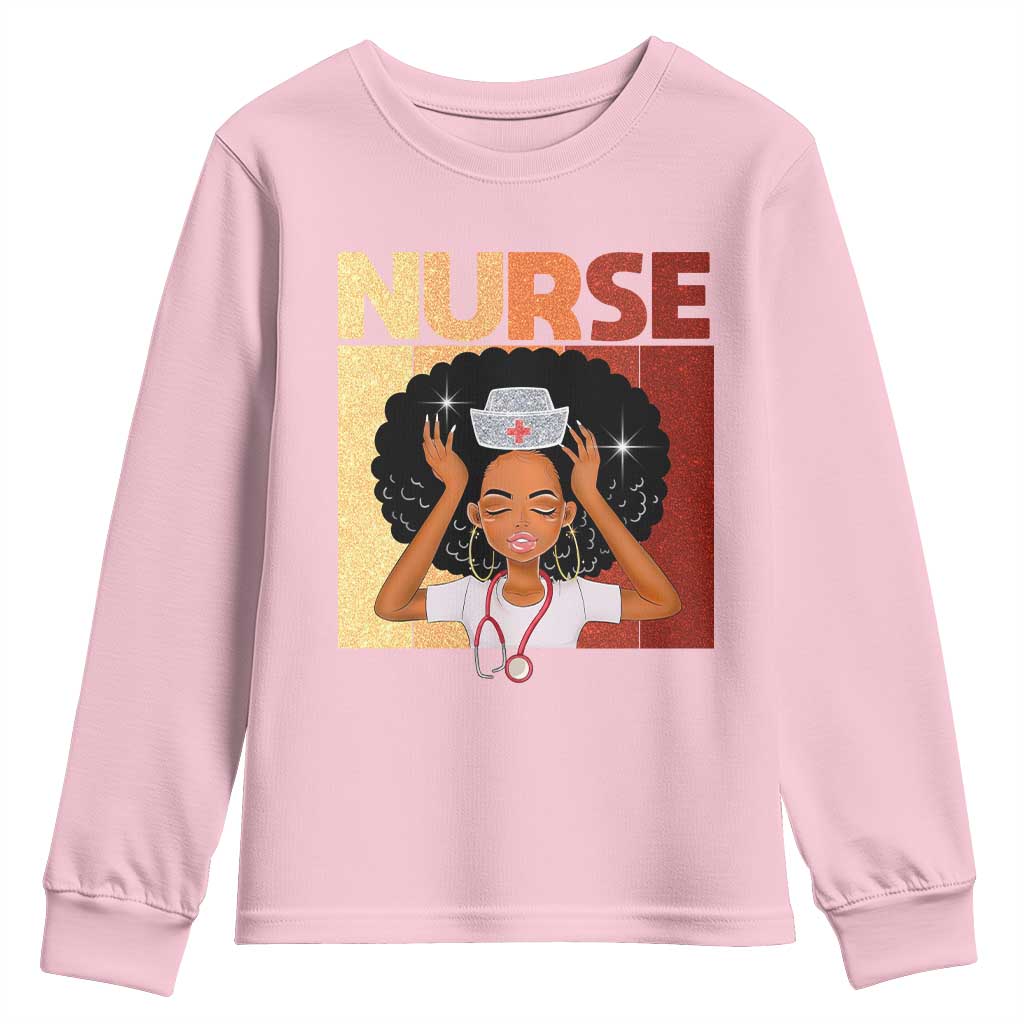 Strong Black Nurse Youth Sweatshirt Black History Medical Professional Gift - Wonder Print Shop
