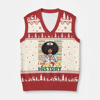 I Am Black History V-Neck Knit Sweater Vest Black History Month Nurse Gift - Wonder Print Shop