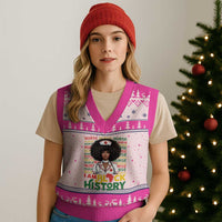 I Am Black History V-Neck Knit Sweater Vest Black History Month Nurse Gift - Wonder Print Shop