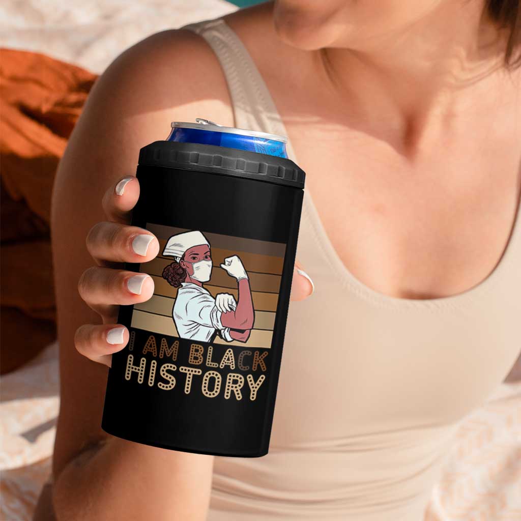 Proud Black Nurse 4 in 1 Can Cooler Tumbler I Am Black History - Wonder Print Shop
