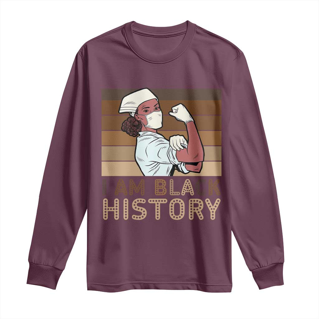 Proud Black Nurse Long Sleeve Shirt I Am Black History - Wonder Print Shop