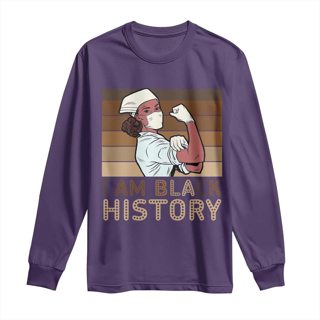 Proud Black Nurse Long Sleeve Shirt I Am Black History - Wonder Print Shop