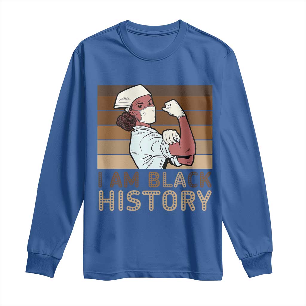 Proud Black Nurse Long Sleeve Shirt I Am Black History - Wonder Print Shop