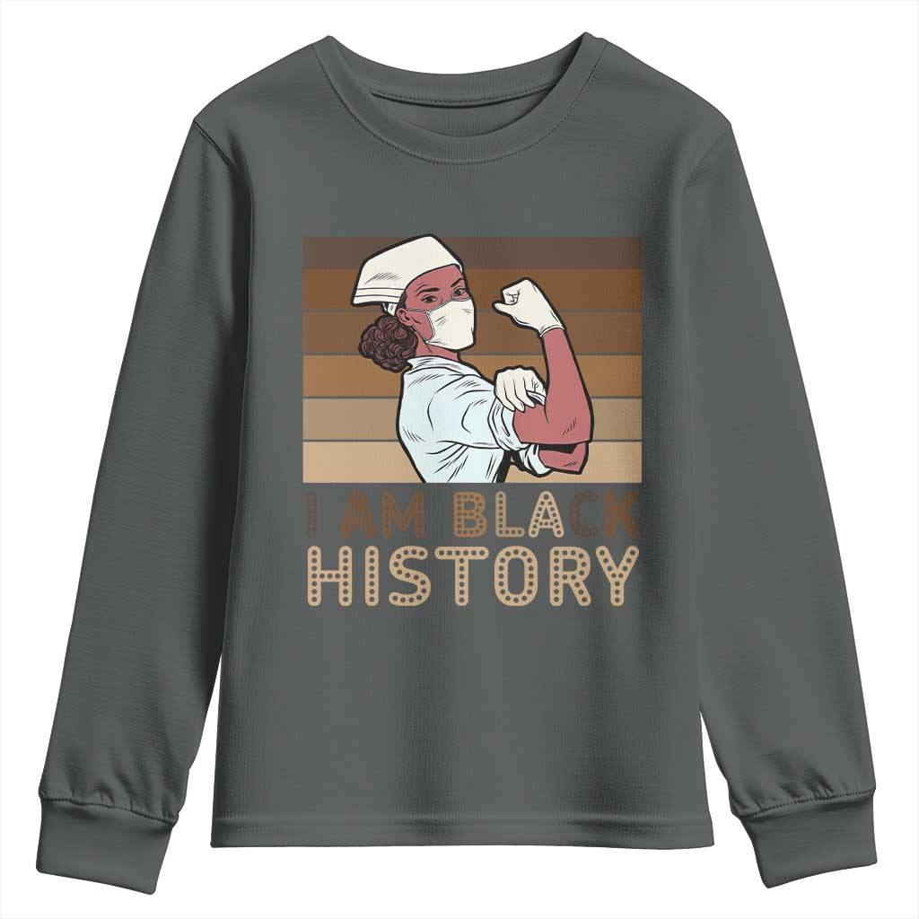 Proud Black Nurse Youth Sweatshirt I Am Black History - Wonder Print Shop