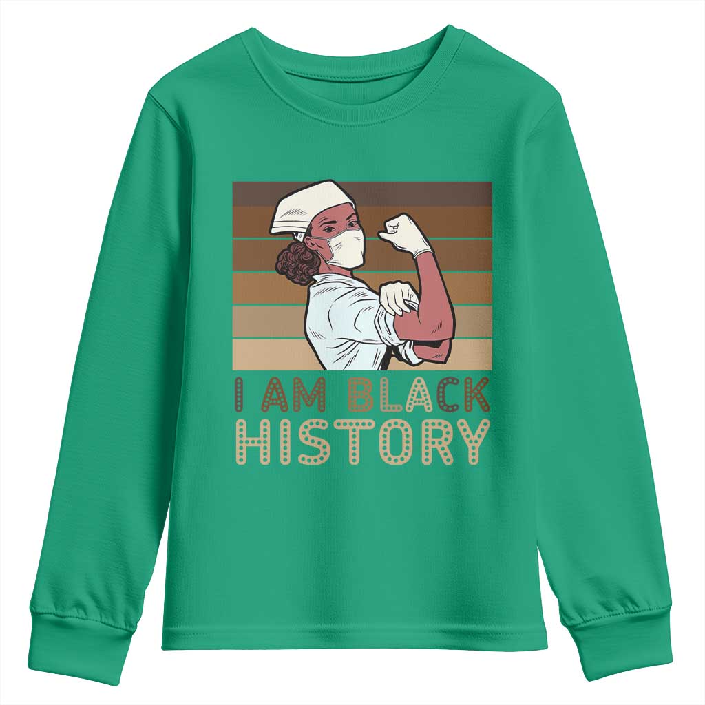 Proud Black Nurse Youth Sweatshirt I Am Black History - Wonder Print Shop