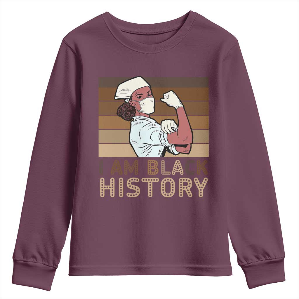 Proud Black Nurse Youth Sweatshirt I Am Black History - Wonder Print Shop