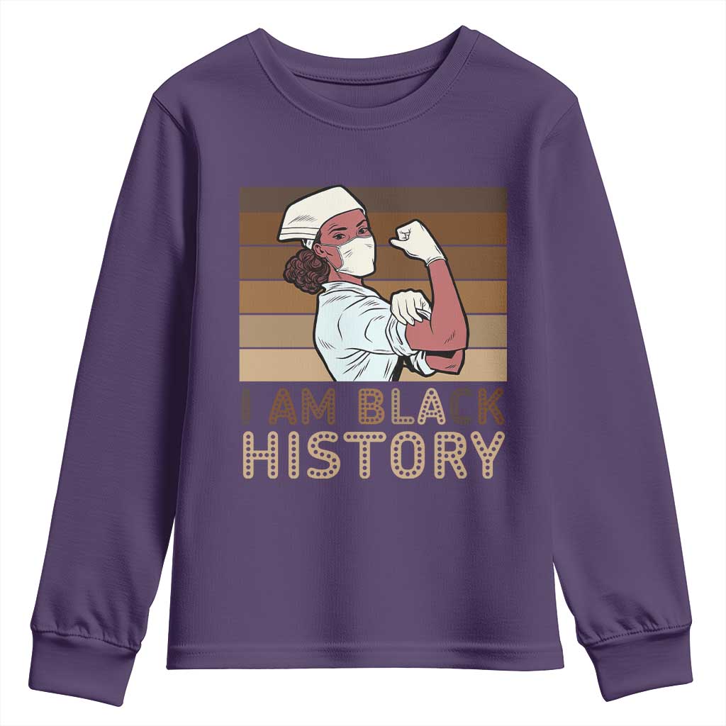 Proud Black Nurse Youth Sweatshirt I Am Black History - Wonder Print Shop