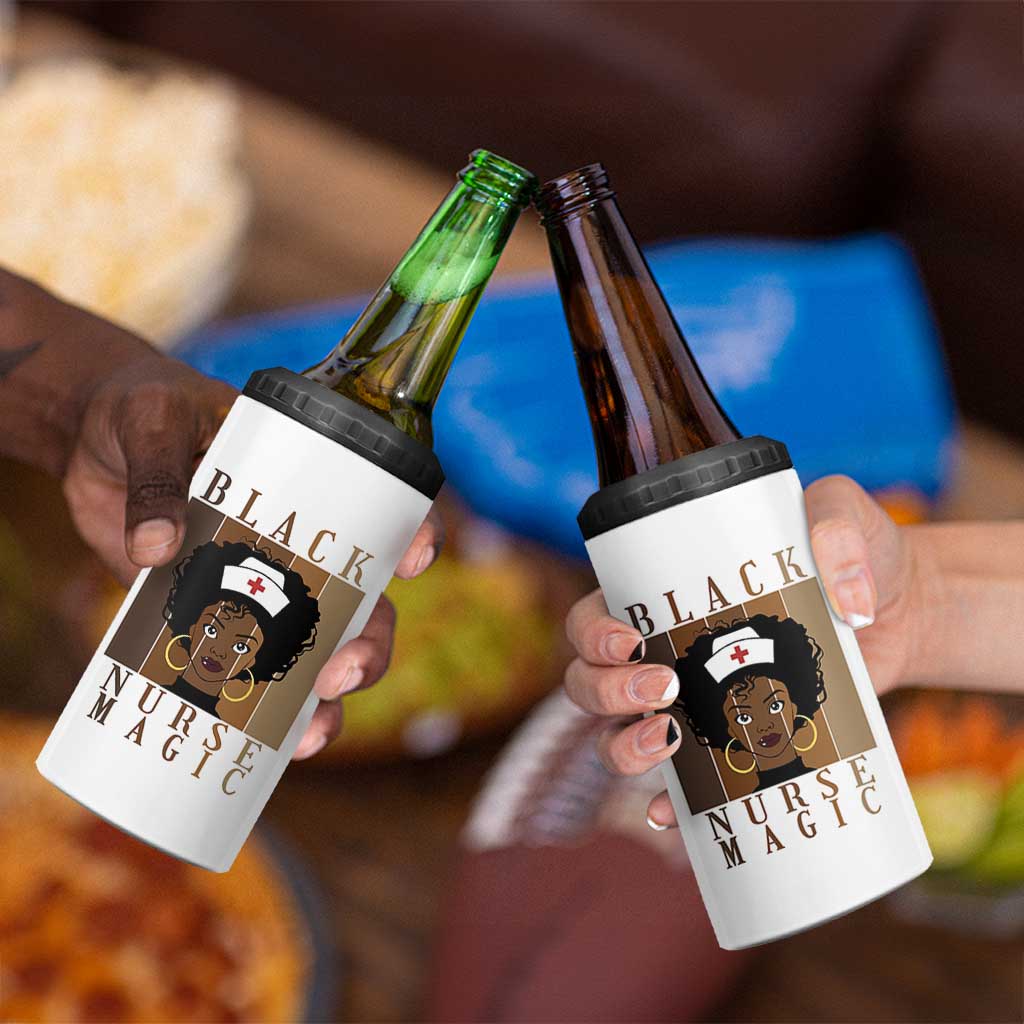 Black Nurse Magic 4 in 1 Can Cooler Tumbler Black History Month Nurse Gift - Wonder Print Shop