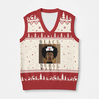 Black Nurse Magic V-Neck Knit Sweater Vest Black History Month Nurse Gift - Wonder Print Shop