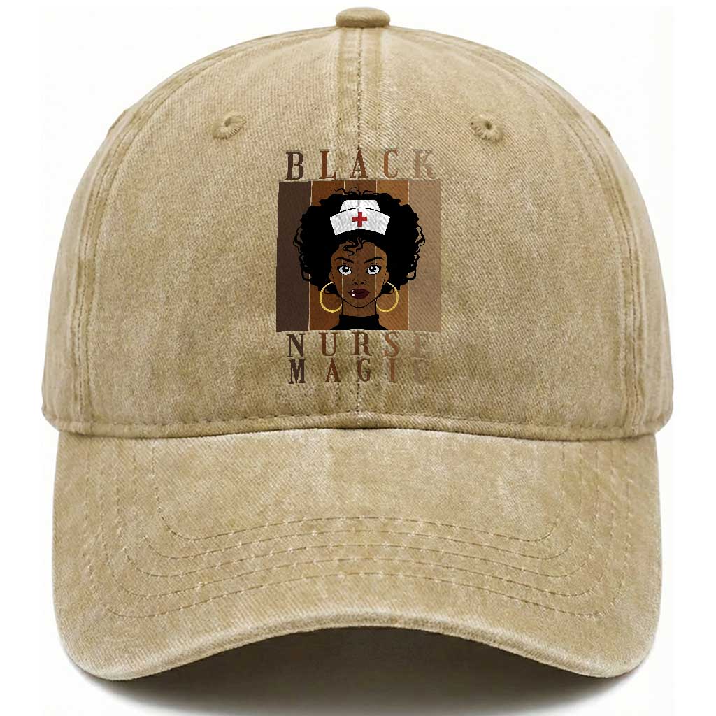 Black Nurse Magic Washed Cotton Baseball Cap Black History Month Nurse Gift