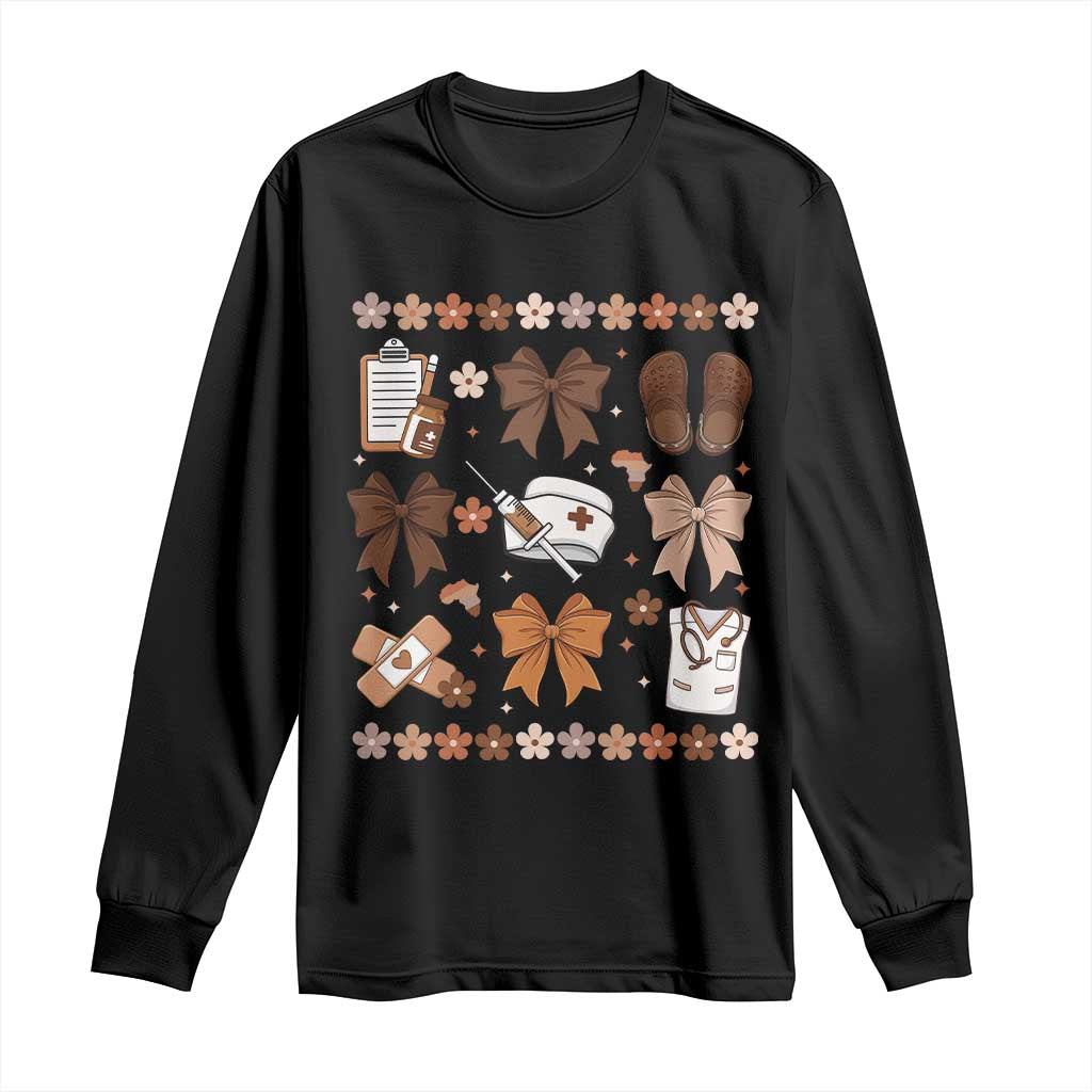 Proud Black Nurse Long Sleeve Shirt Gift For African Nurse Black History - Wonder Print Shop
