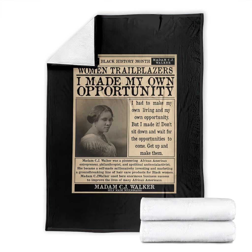 Madam C.J. Walker Throw Blanket I Made My Own Opportunity - Wonder Print Shop