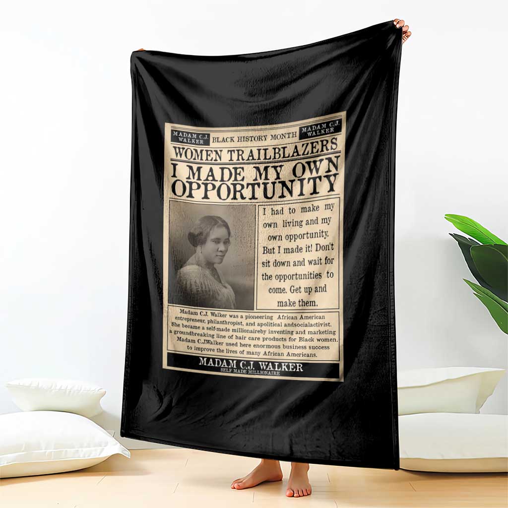Madam C.J. Walker Throw Blanket I Made My Own Opportunity - Wonder Print Shop