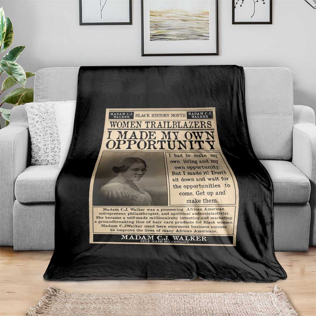 Madam C.J. Walker Throw Blanket I Made My Own Opportunity - Wonder Print Shop