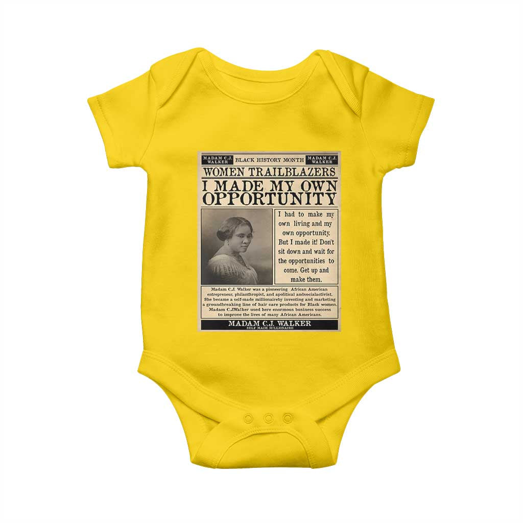 Madam C.J. Walker Baby Onesie I Made My Own Opportunity - Wonder Print Shop