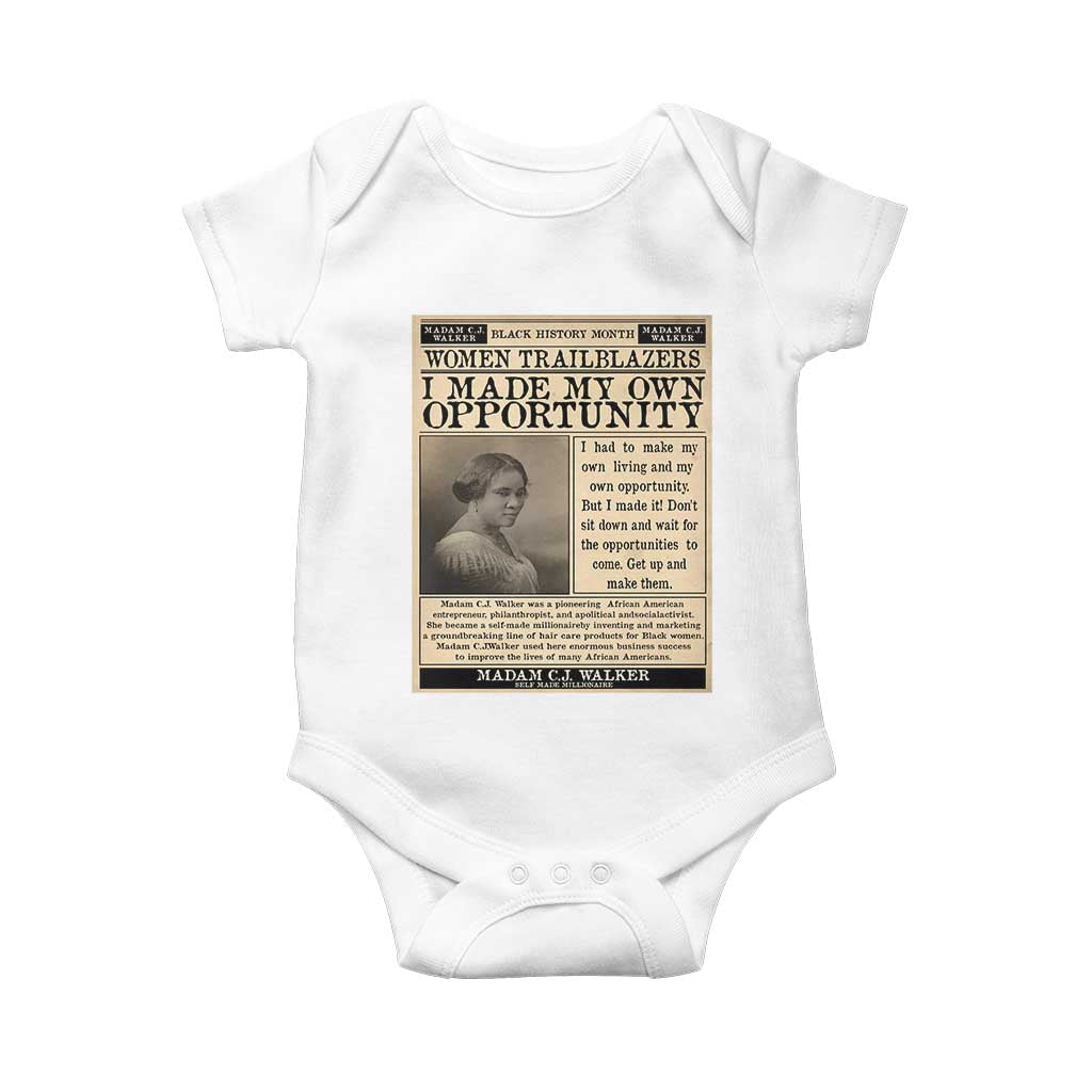 Madam C.J. Walker Baby Onesie I Made My Own Opportunity - Wonder Print Shop