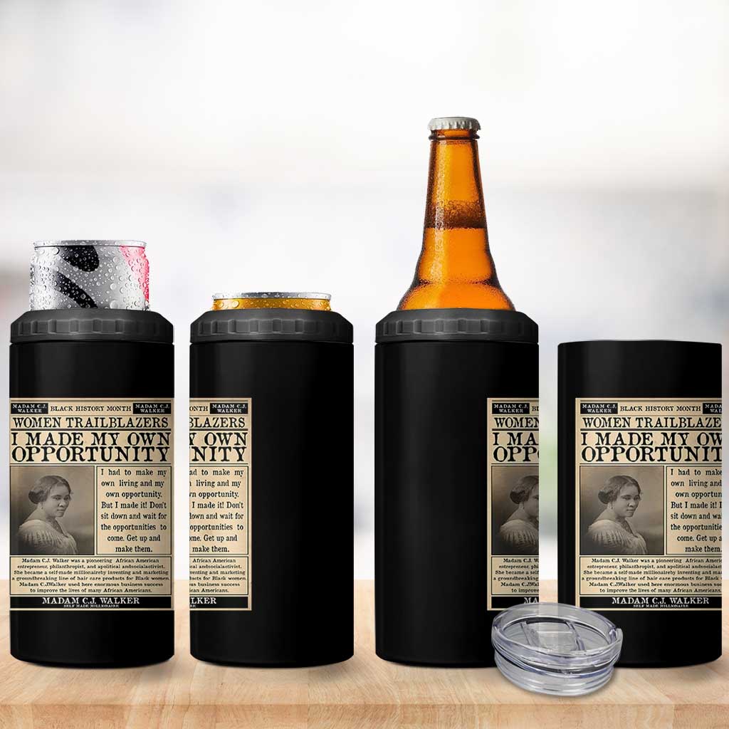 Madam C.J. Walker 4 in 1 Can Cooler Tumbler I Made My Own Opportunity - Wonder Print Shop