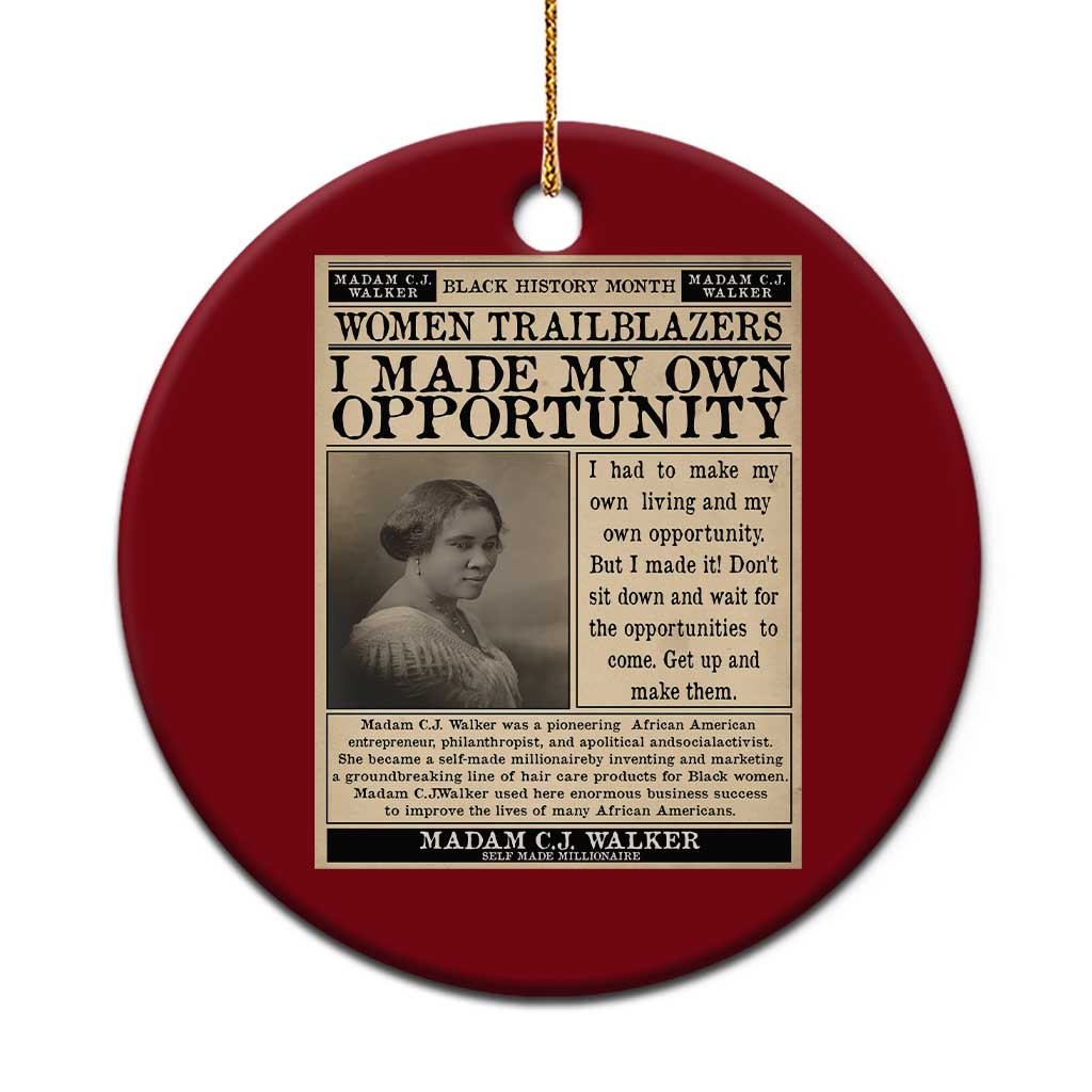 Madam C.J. Walker Ceramic Ornament I Made My Own Opportunity - Wonder Print Shop