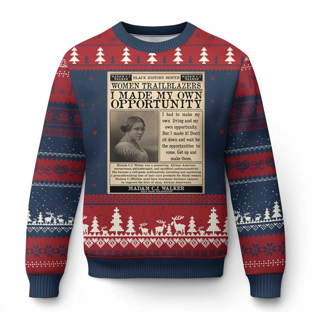 Madam C.J. Walker Ugly Christmas Sweater I Made My Own Opportunity - Wonder Print Shop