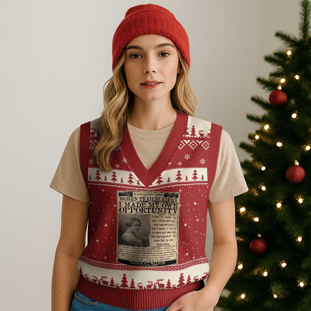 Madam C.J. Walker V-Neck Knit Sweater Vest I Made My Own Opportunity - Wonder Print Shop
