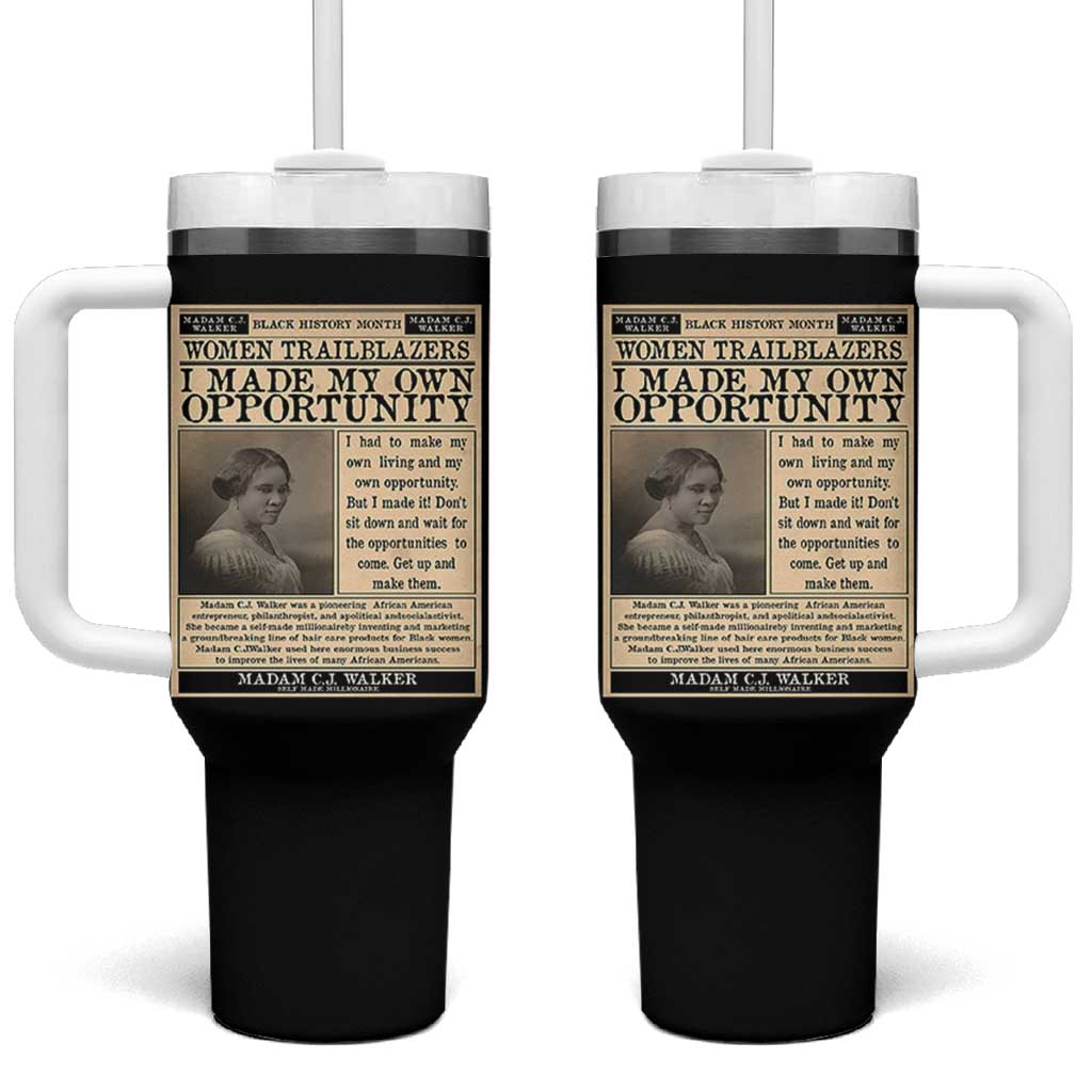 Madam C.J. Walker Tumbler With Handle I Made My Own Opportunity - Wonder Print Shop