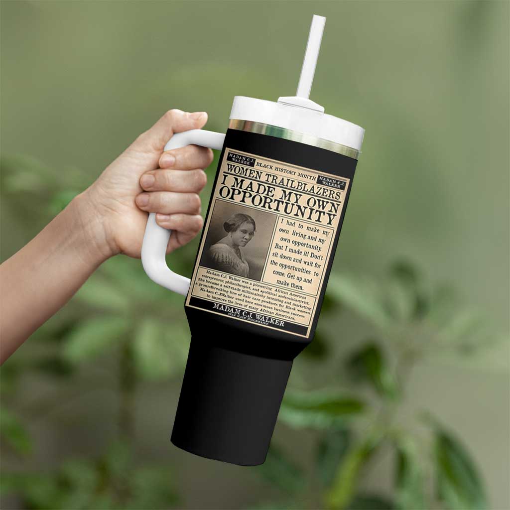 Madam C.J. Walker Tumbler With Handle I Made My Own Opportunity - Wonder Print Shop