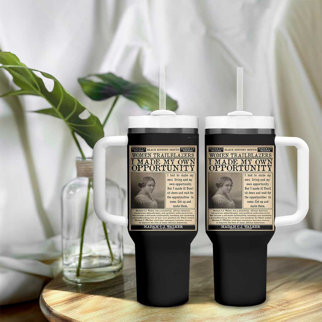 Madam C.J. Walker Tumbler With Handle I Made My Own Opportunity - Wonder Print Shop