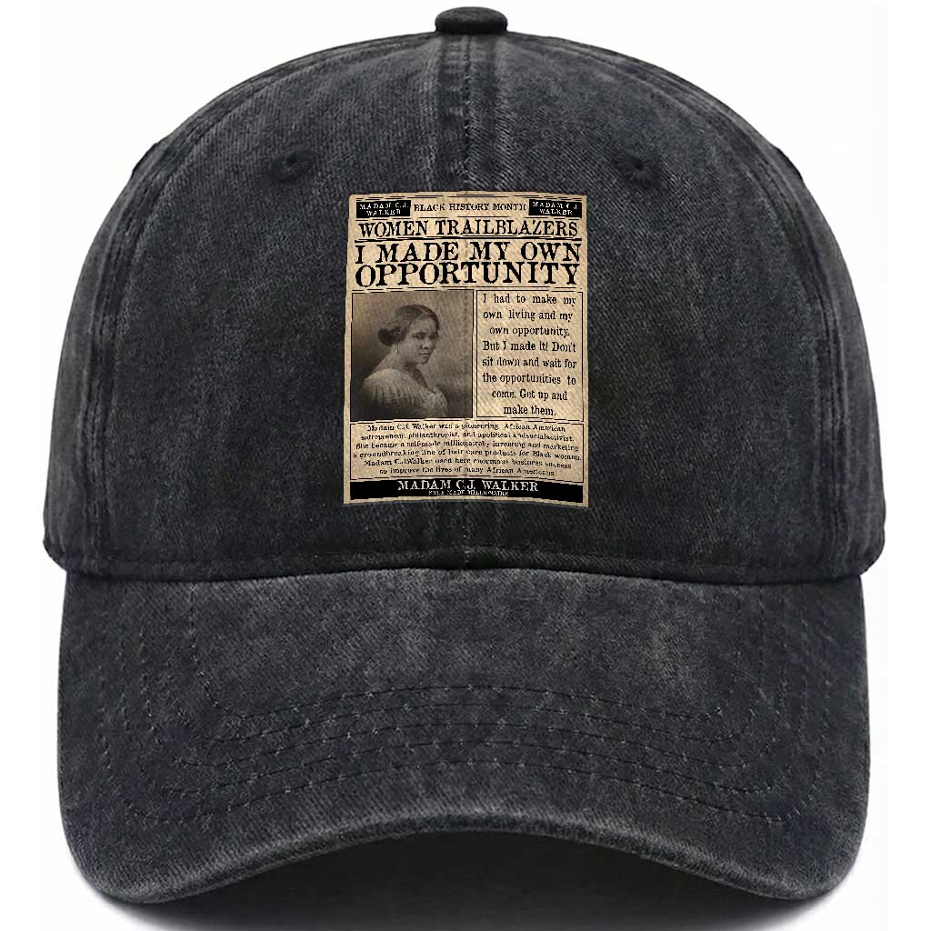 Madam C.J. Walker Washed Cotton Baseball Cap I Made My Own Opportunity