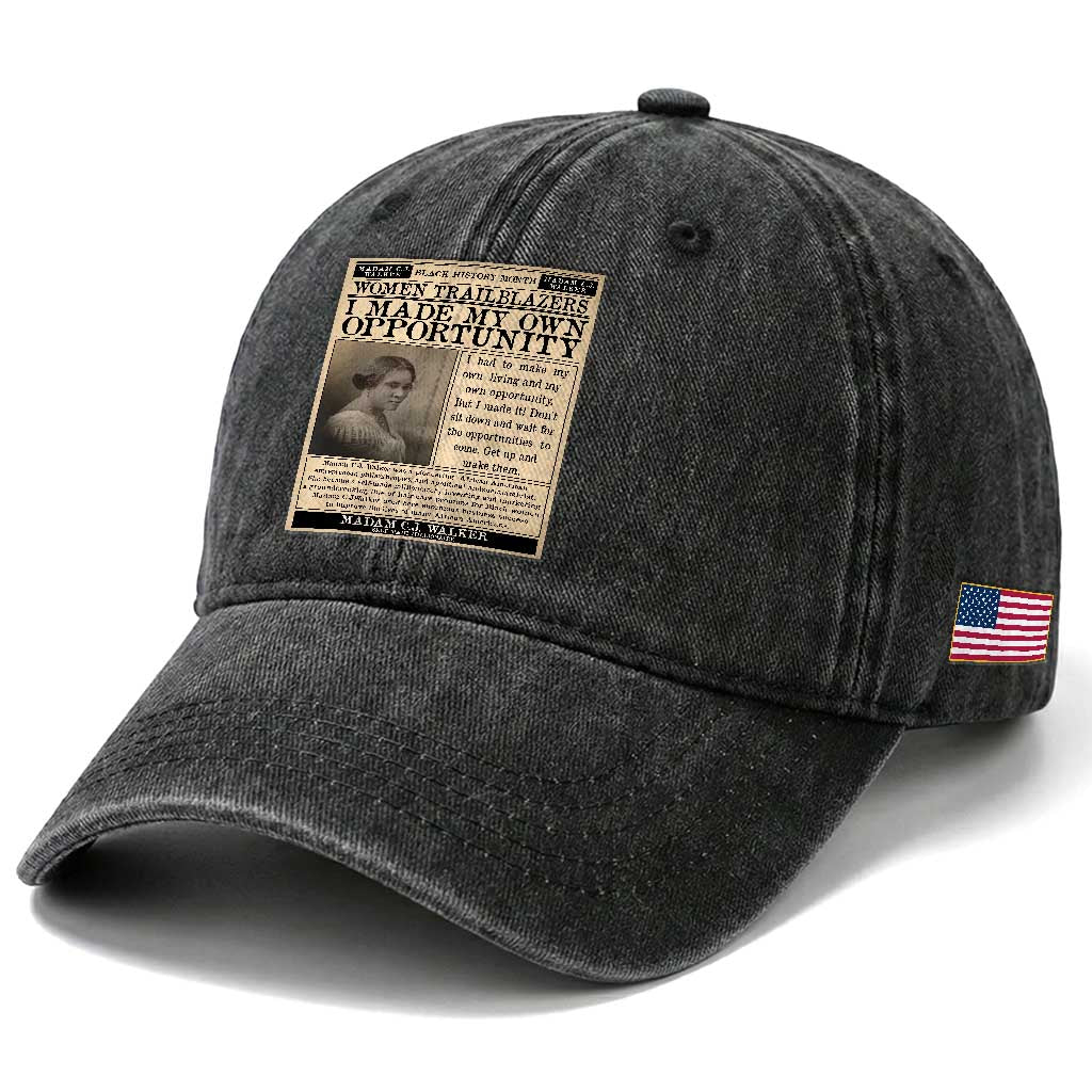 Madam C.J. Walker Washed Cotton Baseball Cap I Made My Own Opportunity