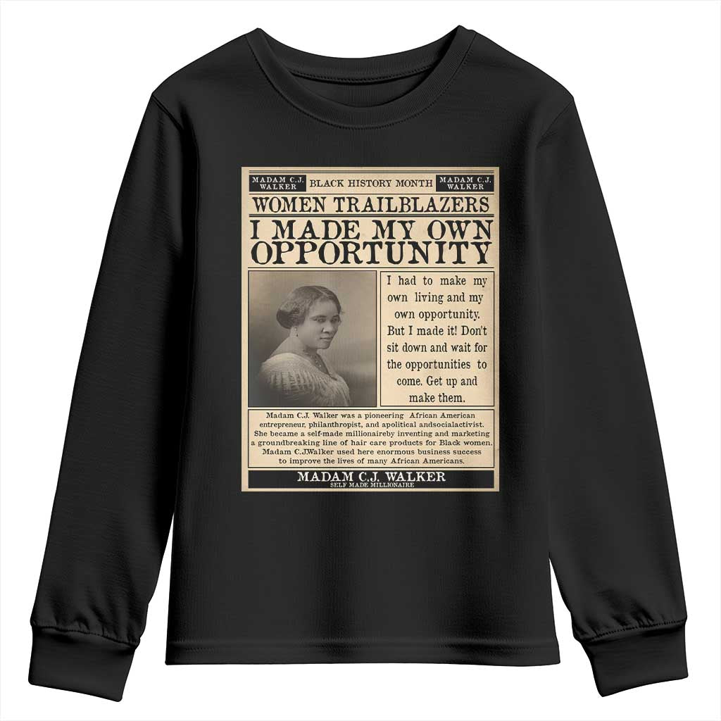 Madam C.J. Walker Youth Sweatshirt I Made My Own Opportunity - Wonder Print Shop