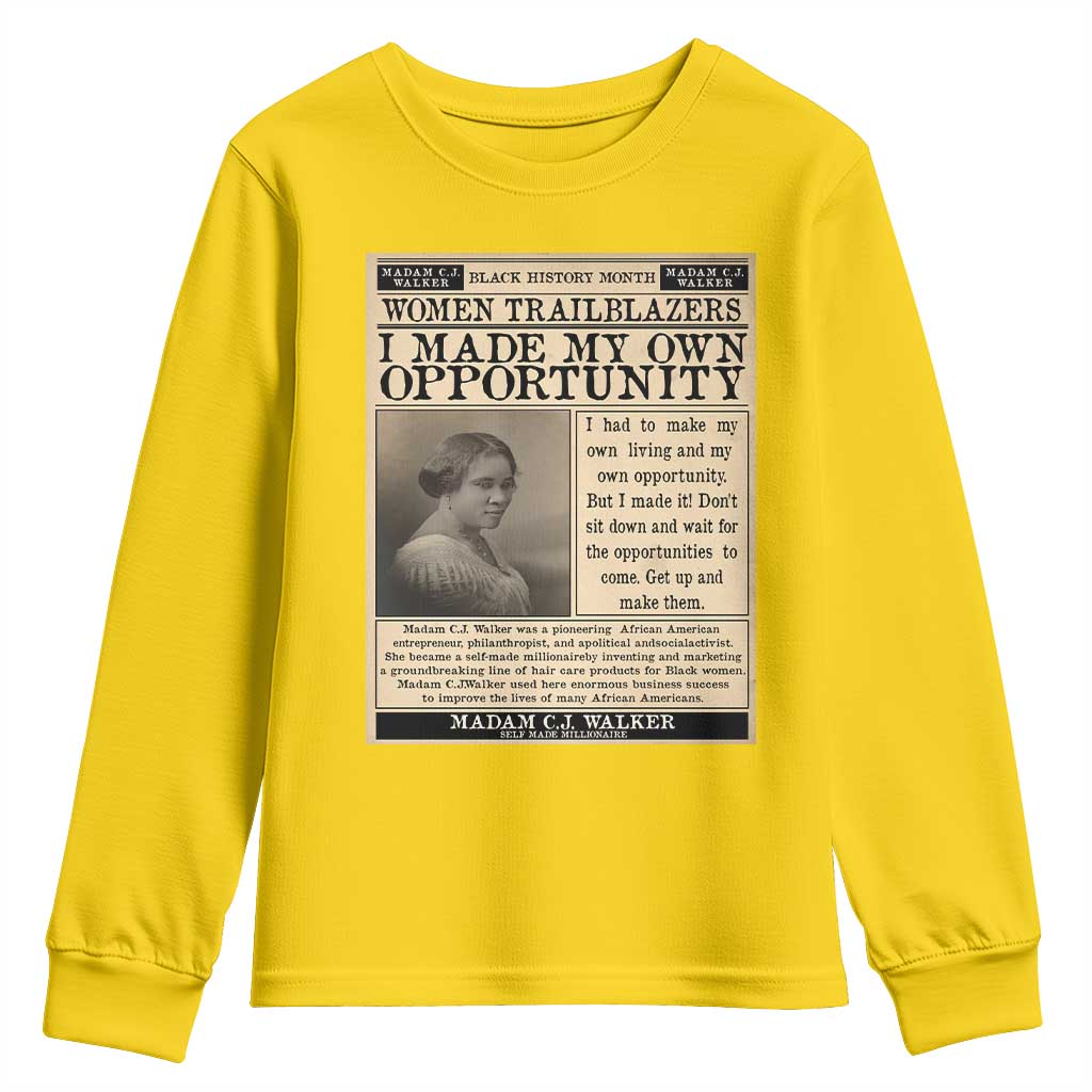Madam C.J. Walker Youth Sweatshirt I Made My Own Opportunity - Wonder Print Shop