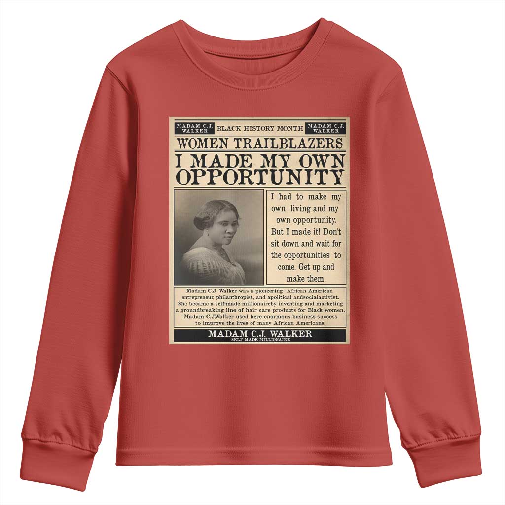 Madam C.J. Walker Youth Sweatshirt I Made My Own Opportunity - Wonder Print Shop