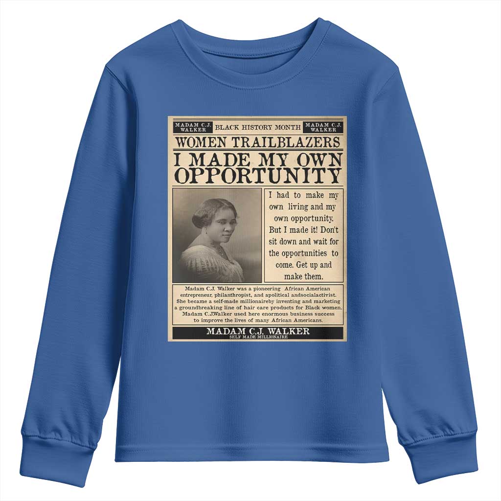 Madam C.J. Walker Youth Sweatshirt I Made My Own Opportunity - Wonder Print Shop