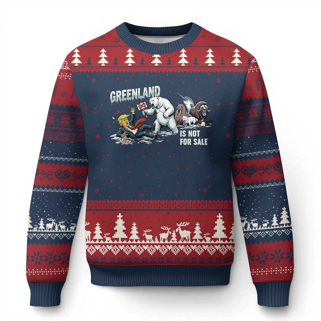 Greenland Not For Sale Ugly Christmas Sweater Political Humor Gift