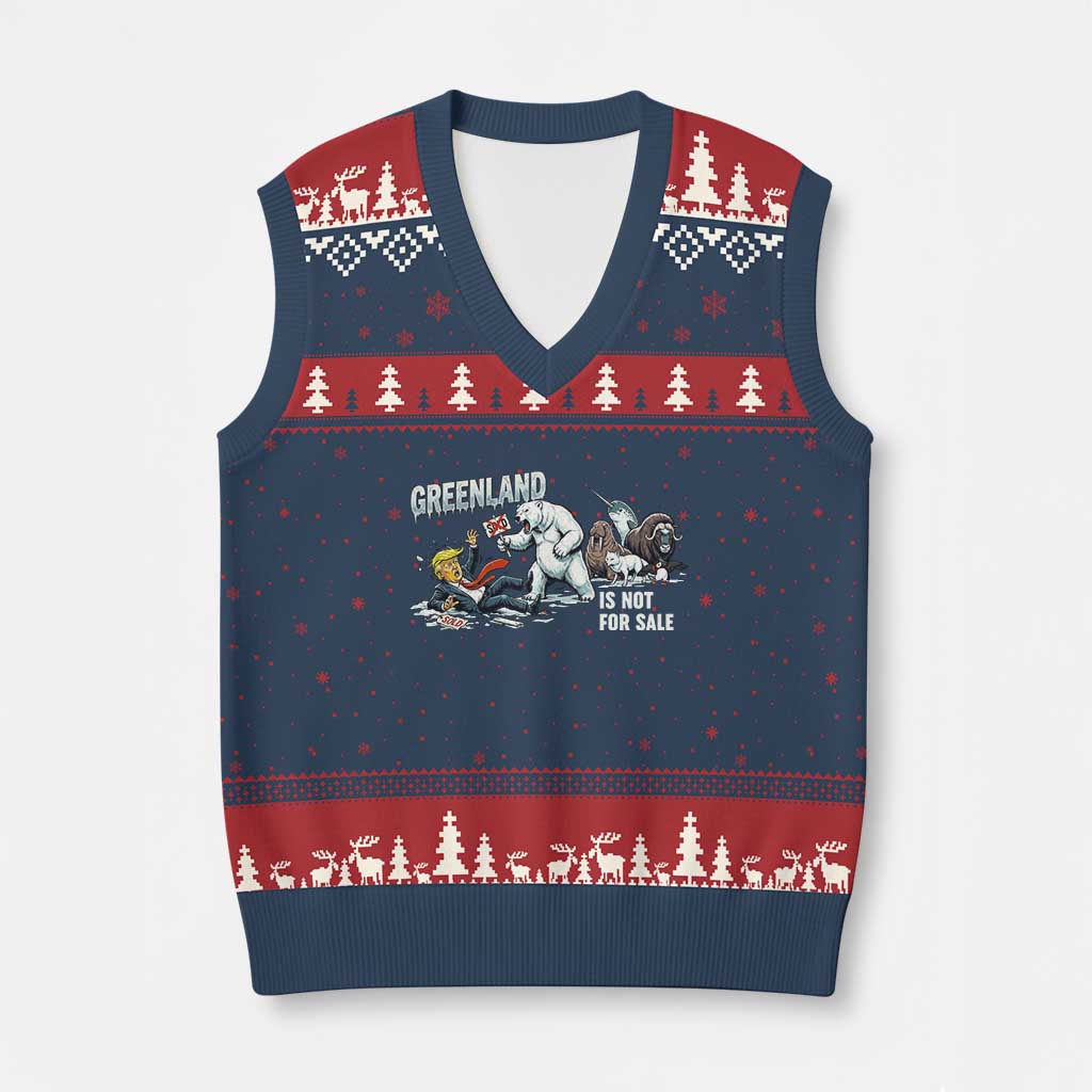 Greenland Not For Sale V-Neck Knit Sweater Vest Political Humor Gift