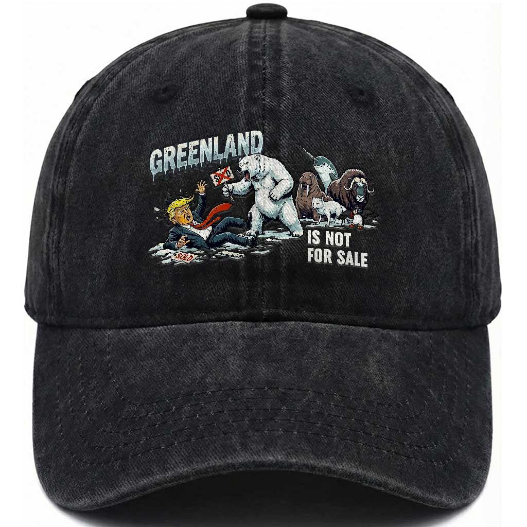 Greenland Not For Sale Washed Cotton Baseball Cap Political Humor Gift