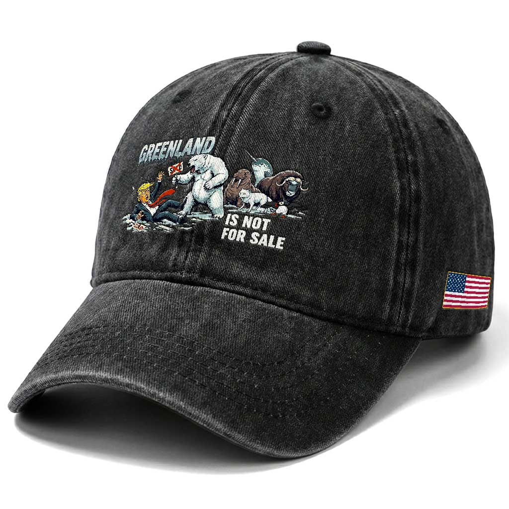 Greenland Not For Sale Washed Cotton Baseball Cap Political Humor Gift