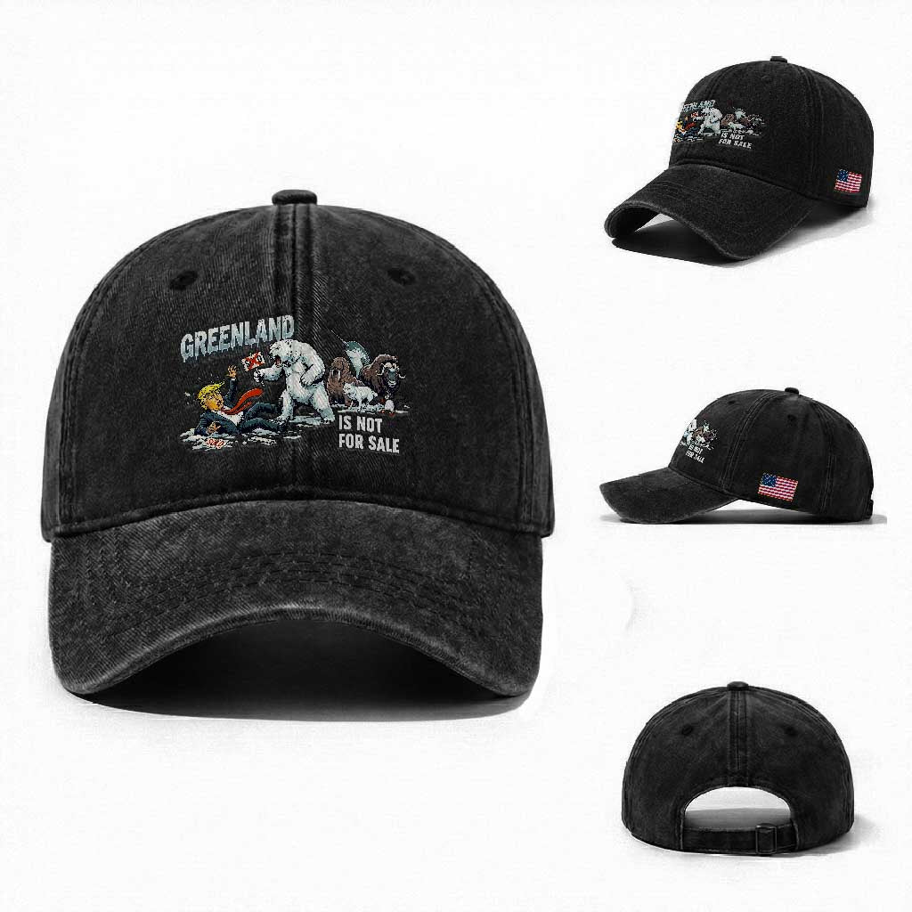 Greenland Not For Sale Washed Cotton Baseball Cap Political Humor Gift