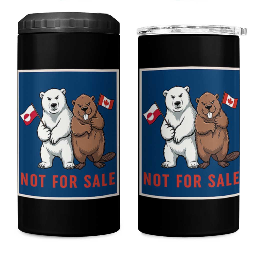 Funny Polar Bear And Beaver Political Protest 4 in 1 Can Cooler Tumbler Not For Sale