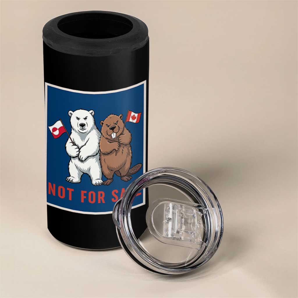 Funny Polar Bear And Beaver Political Protest 4 in 1 Can Cooler Tumbler Not For Sale
