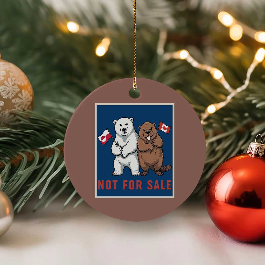 Funny Polar Bear And Beaver Political Protest Ceramic Ornament Not For Sale