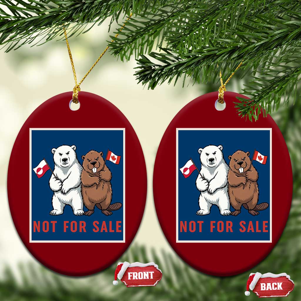 Funny Polar Bear And Beaver Political Protest Ceramic Ornament Not For Sale