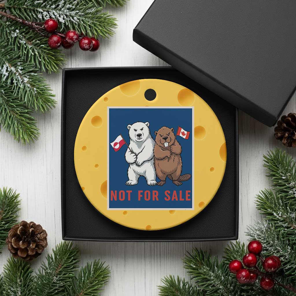 Funny Polar Bear And Beaver Political Protest Ceramic Ornament Not For Sale