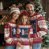 Funny Polar Bear And Beaver Political Protest Ugly Christmas Sweater Not For Sale