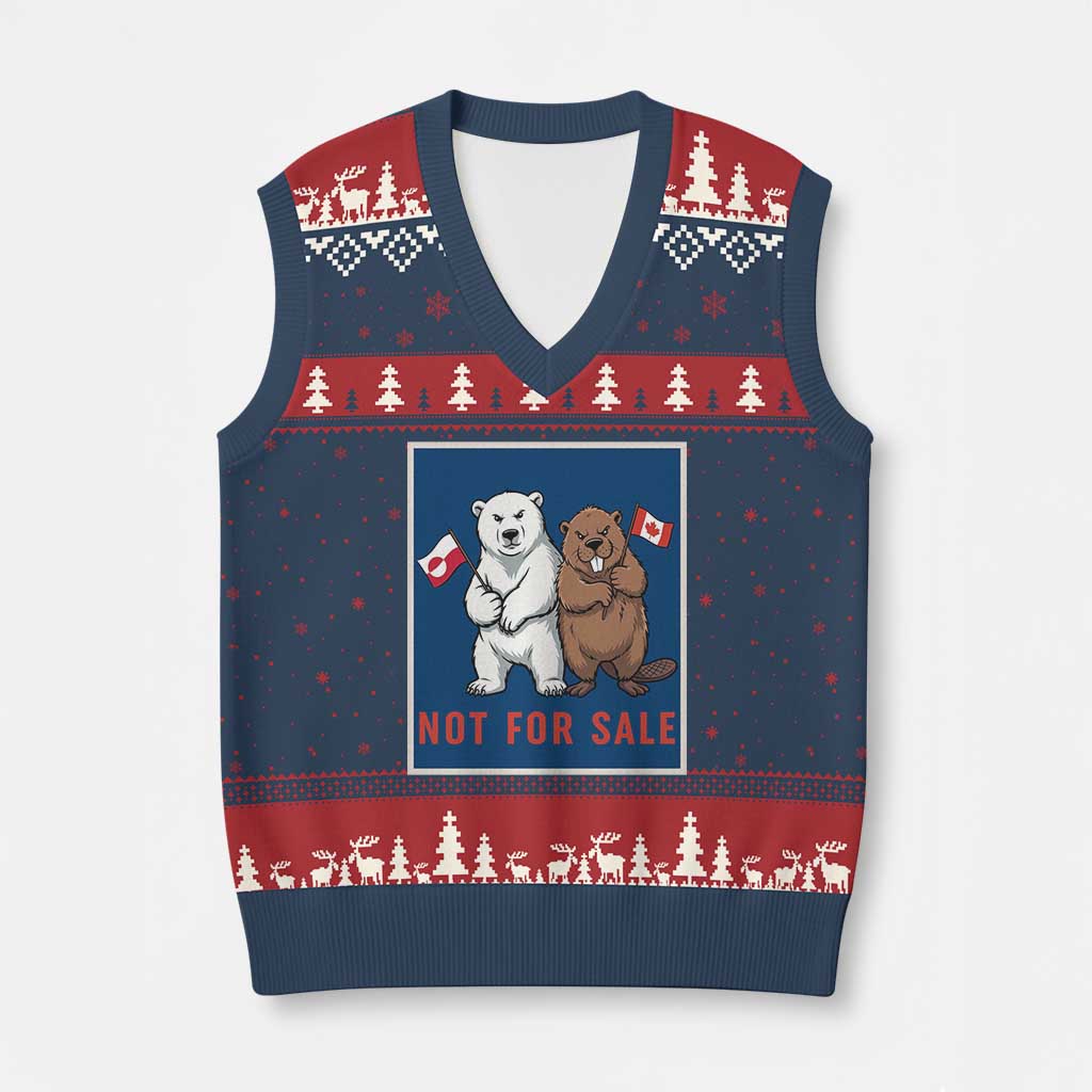 Funny Polar Bear And Beaver Political Protest V-Neck Knit Sweater Vest Not For Sale